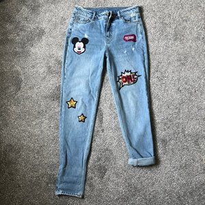 H&M Divided High Wasted Disney Patch Jeans